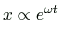 $\displaystyle x\propto e^{\omega t}
$
