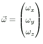 $ \vec{\omega}=\left( \begin{array}{@{}c@{}} \omega_x  \omega_y  \omega_z \end{array} \right) $
